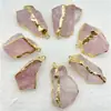 Colar com Pingente de Pedra Natural Gilt Crystal Borda Amorfa para Acessórios DIY Estilo Simples Europeu e Americano