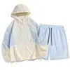 Verão quente nova roupa com proteção solar cobertura curta para homens e mulheres com leve respirável proteção UV roupa com proteção solar calça com proteção solar