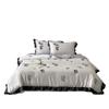 Estilo Pastoral Chino Tencel de Lenzing Impresión Digital Verano Fresco y Sedoso Juego de Cuatro Piezas Funda de Edredón para Dormir Desnudo de Alta Gama
