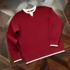 Suéter Tricô de Marca Nova Tendência Outono e Inverno Peça Falsa Dupla para Homens, Estilo Japonês, Alto Padrão, Modelagem Solta, Quente, Jaqueta Tricô Casual