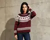 Suéter jacquard estilo Fair Isle para mujer, nuevo suéter de punto pullover de cuello redondo para otoño e invierno, suéter vintage holgado y casual