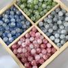 Venta al por mayor de cuentas de vidrio roto de jade de seda dorada de 10 mm, cuentas redondas de vidrio sueltas, pulsera hecha a mano DIY, material para pulsera