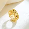 Personalidad Europea y Americana Exagerada Acero Inoxidable Hidráulico Simple Doble Capa Línea Anillo Abierto Lujo Ligero Sensación de Gama Alta Anillo de Dedo Joyería para Mano