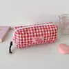 Estuche Acolchado a Cuadros Hisocute para Estudiantes, Bolsa Grande de Almacenamiento para Papelería, Estuche para Lápices, Bolsa de Almacenamiento para Materiales de Diario