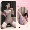 Drunk Cellar Roupa Íntima Sexy Plus Size Bodysuit de Renda Feminino Vestido de Noite Vazado Uniforme Tentação Bodysuit com Abertura na Virilha