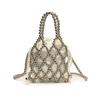 Bolso de Hombro Coreano de Moda con Cuentas para Mujer Bolso de Mano Tejido a Mano Acabado 2025 Verano Nuevo Cadena Bolso de Mujer