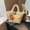 Bolsa Feminina Transfronteiriça, Bolsa Carteiro Fofa de Camurça Nicho, Bolsa Cesta de Legumes, Bolsa Balde de Pelúcia Veludo, Versátil para Outono e Inverno