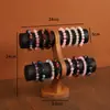 Suporte de Pulseira de Camada Dupla Cor Nogueira para Uso Doméstico, Porta-Pulseiras e Elásticos de Cabelo, Suporte de Exibição para Contas de Oração Budistas, Rack de Armazenamento de Joias, Suporte de Exibição de Acessórios