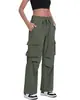 Pantalones cargo tipo paracaídas de Amazon más vendidos para mujer, de cintura alta, holgados, de secado rápido, transpirables, con múltiples bolsillos para senderismo al aire libre y uso casual