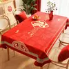 Mantel de Año Nuevo, a Prueba de Aceite, Impermeable, No Lavable, Resistente al Calor, Rojo, Festivo, Decoración de Atmósfera de Alta Gama, Mantel para Mesa de Café de Boda, Mesa de Comedor