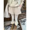 Colarinho de Manhã [Tecido de Guangzhou] Shorts Femininos Petite Novo Inverno Cintura Alta Preto Quente Solto Pelúcia Quente