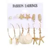 Joias de Venda Quente Transfronteiriça Brincos de Estrela do Mar e Concha com Tema Oceânico para Mulheres Brincos de Stud para Férias na Praia de Nicho Ins