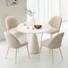 Mesa de comedor redonda francesa estilo crema, pequeña mesa de tablero de roca para el hogar y combinación de silla, mesa de negociación de recepción de lujo ligera para balcón