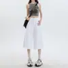 Jeans cropped de mujer estilo americano 2026 modernos versátiles nuevos primavera-verano de cintura alta rectos de pierna ancha de longitud media