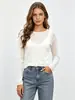 Blusa de tricô feminina de manga longa, semi-transparente, estilo europeu e americano, com visual de duas peças, soltinha, gola redonda, para primavera-verão, atacado de fábrica