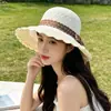 Nuevo Sombrero de Paja de Verano con Protección Solar para Mujer, Nuevo Sombrero de Pescador Hueco Transpirable de Verano en Estilo Simple