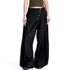 Pantalones de traje de estilo 'old money' con botones y dobladillo curvo, pantalones casuales elegantes de alta gama, corte limpio, holgados, con caída, pantalones casuales de pierna recta