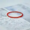 Pulseira de Ágata Vermelha Natural Feminina Calcedônia Pedra Vermelha Pulseira de Mão Corda Vermelha Ano Novo Atmosfera Festiva Pequena e Moderna
