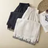 Pantalones anchos de cintura elástica con bordado artístico para mujer, corte holgado, nuevos pantalones rectos de algodón y lino para el verano 2026, pantalones cortos para mujer