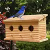 Casa de pájaros de madera con múltiples agujeros Comedero para pájaros colgante para exteriores Decoración de jardín Refugio para pájaros Nido de anidación y cría de pájaros con cuerda para colgar