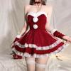Domiara Atuendo Navideño Rojo Encaje Puro Deseo Conjunto de Vestido Disfraz de Año Nuevo Juego de Rol Uniforme Lindo