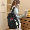 Mochila casual simple ligera de gran capacidad, estilo japonés, ins-trendy, con estampado de letras, para estudiantes de secundaria, preparatoria y universidad