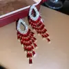 Pendientes colgantes de rombos con borlas tachonados de diamantes de aguja de plata transfronterizos europeos y americanos, pendientes exquisitos y de moda, pendientes versátiles y elegantes al por mayor