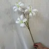 3 lírios artificiais, flores de seda para decoração floral de sala de estar e quarto, shopping center, hotel, adereços de fundo para casamento