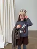 [Item em Liquidação] Suéter Bordado de Toalha Infantil para Meninos e Meninas, Quente para Outono e Inverno, Versátil, Casual, Tricô, Pulôver
