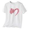 Camiseta Infantil Masculina Manga Curta Estampa de Coração Semicírculo 2026 Nova de Verão Meia Manga Tops Femininos Uniformes de Classe Estudantil