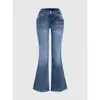 Transfronterizo, jeans acampanados para mujer, elásticos deshilachados levanta glúteos de cintura alta adelgazantes, pantalones de herradura deshilachados, doble botonadura