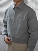 Camisa bordada Nengmeng de doble bolsillo con diseño de línea Ming para hombre, primavera y otoño, holgada, de manga larga, chaqueta casual para hombre