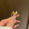 Nuevo Anillo Doble de Ala de Mariposa para Mujer Diseño de Nicho Ins Elegante Lujo Ligero Gama Alta Simple Moda Anillo Versátil
