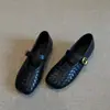 Sapatilhas rasas tecidas estilo retrô francês para mulheres, nova coleção de outono 2026, sapatos Mary Jane, sapatos de vovó, mocassins, sapatinhos de couro, modernos