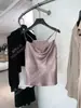 Yuran 26 Nova Primavera Cedo Cetim de Acetato Renda Francesa Plissada Camisola Justa Patchwork
