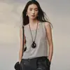 Camisola ligera de cachemir 100% puro para mujer, de hilo fino 80, imitación, holgada, casual, simple, versátil, sin mangas, capa base