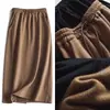 Falda Larga de Tela de Punto Original Marca M con Forro Polar de Sarga, Cintura Elástica Engrosada con Cordón, Corte Limpio y Relajado, Abertura Trasera