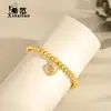 Pulseira de Prata Esterlina S925 Carta da Sorte para Mulheres Pulseira de Contas de Transferência Luxo Leve Alta Qualidade Contas Redondas Anel Liso Corda Elástica