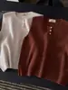 2026 Novo Estilo Coreano Moda Gola Redonda Sem Mangas Tricô Cardigan Colete Botão Design Sense Roupa Externa Camada Superior