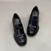 Textura de piel de vaca~Punta redonda tacón grueso lazo Mary Jane zapatos pequeños de cuero para mujer, mocasines retro de tacón alto sin cordones