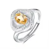 Anel de Prata Esterlina S925 para Fornecimento Transfronteiriço, Pedra de Cristal Natural para Mulheres, Processo de Desenho de Rosa Romântico, Joia de Mão de Luxo Acessível de Nicho