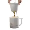 Taza de té de jade con grasa de cabra Yuanshan, taza de agua de porcelana blanca para oficina, taza de té de cerámica de alta gama con tapa y filtro, regalo corporativo