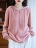 Sudadera con capucha de punto grueso de panal 100% lana con cremallera para mujer en otoño e invierno, suéter casual versátil, grueso, suave y que no hace bolitas