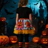 Saia Tutu com Estampa de Caveira de Abóbora para Meninas, Roupa Temática Europeia e Americana de Halloween para Crianças Pequenas, Saia de Comprimento Médio 22