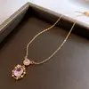 Colar Pingente Geométrico Redondo de Zircônia Banhado a Ouro Real 18K Luxo Acessível Conjunto de Colares de Alto Padrão Estilo Palácio Retrô