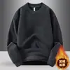 Sudadera Casual de Cuello Redondo Estilo Japonés y Coreano para Comercio Exterior Transfronterizo, Nueva Colección Otoño e Invierno, Forrada de Felpa, Gruesa, Color Sólido, Personalizable, Holgada, Versátil, Manga Larga