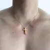 Colgante de Cruz Brillante de Acero de Titanio que No se Desvanece para Hombres y Mujeres, Accesorio de Cadena Personalizado Hip-Hop, Cadena de Clavícula de Moda para Hombre