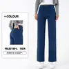 Jeans Workwear de Bolso Múltiplo Estilo Americano Novo para Outono e Inverno para Mulheres, Calças Casuais Retrô da Moda de Cintura Alta Emagrecedoras de Perna Reta/Larga