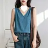 Camisola minimalista versátil de verano para mujer, refrescante, transpirable, agradable para la piel, cómoda para casa y para caminar, top base blanco