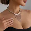 Collar de Borlas con Cuentas de Piedra Irregular Transfronterizo Europeo y Americano Estilo Empalmado Ins Moda Calle Corto